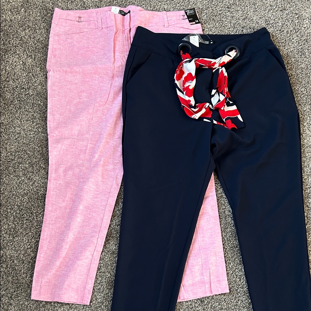 2- New York & Company Pink and Blue Ankle Cut Pants